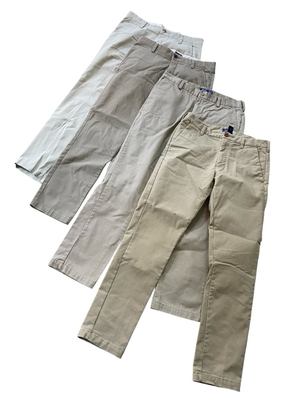 4 PAIR Dockers / Izod Men's Chino Pants - Beige, Light Gray, Tan. Size 32x32
